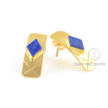 18k Gold Lapis Ohrringe, schöne Diamant Form Ohrringe für Frauen